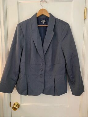 Giorgio Sant'Angelo Y2K Pleated Peplum Tailored Blazer - Blue-Gray Size 20W